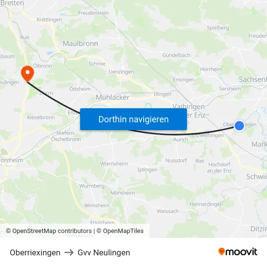 Oberriexingen to Gvv Neulingen map