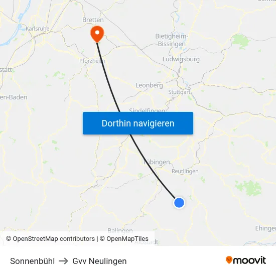Sonnenbühl to Gvv Neulingen map