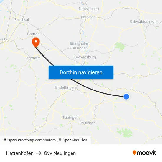 Hattenhofen to Gvv Neulingen map