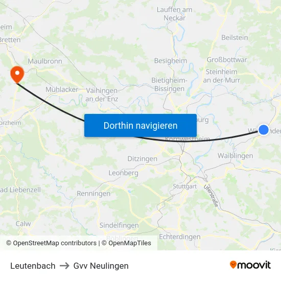 Leutenbach to Gvv Neulingen map