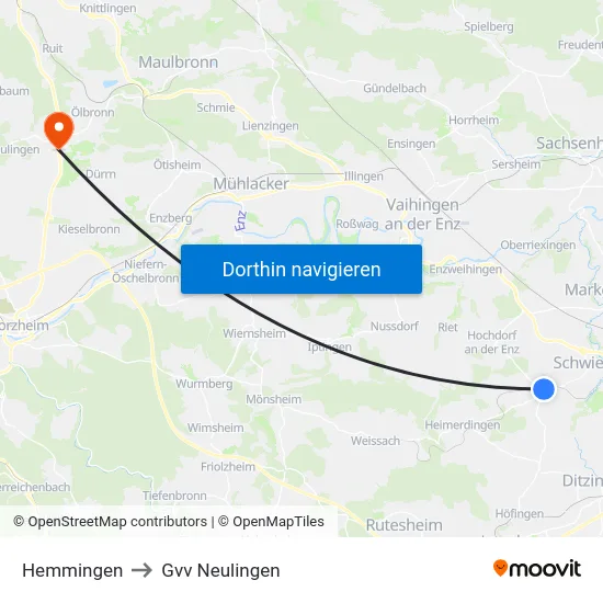 Hemmingen to Gvv Neulingen map