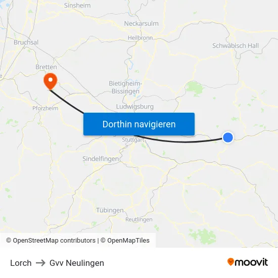 Lorch to Gvv Neulingen map