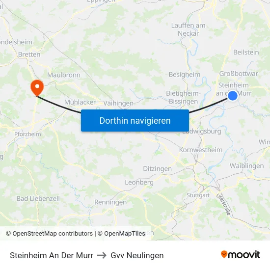 Steinheim An Der Murr to Gvv Neulingen map