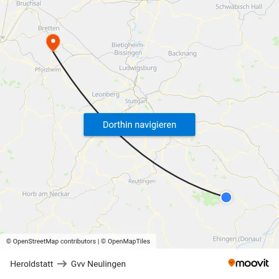 Heroldstatt to Gvv Neulingen map