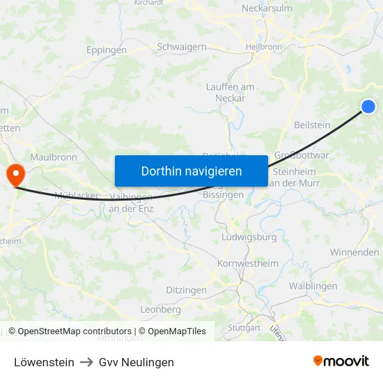 Löwenstein to Gvv Neulingen map