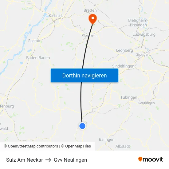 Sulz Am Neckar to Gvv Neulingen map