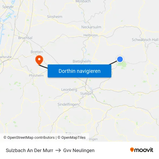 Sulzbach An Der Murr to Gvv Neulingen map