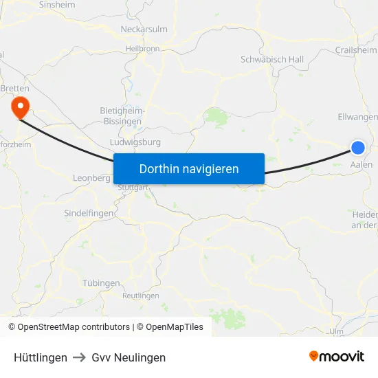 Hüttlingen to Gvv Neulingen map