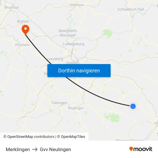 Merklingen to Gvv Neulingen map