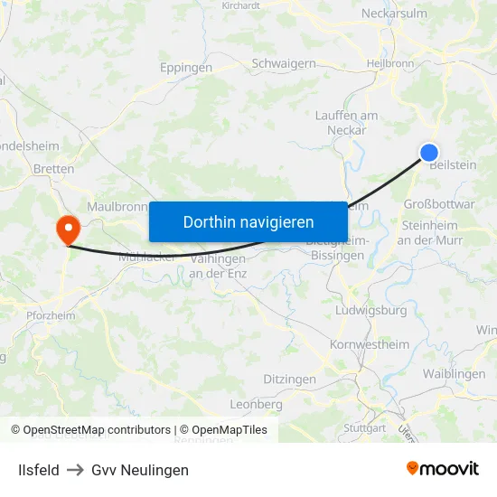 Ilsfeld to Gvv Neulingen map