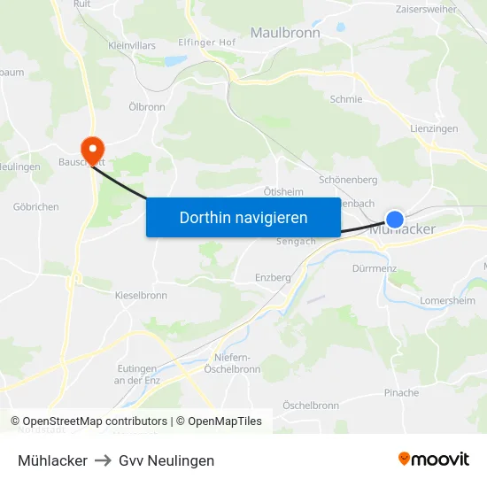 Mühlacker to Gvv Neulingen map