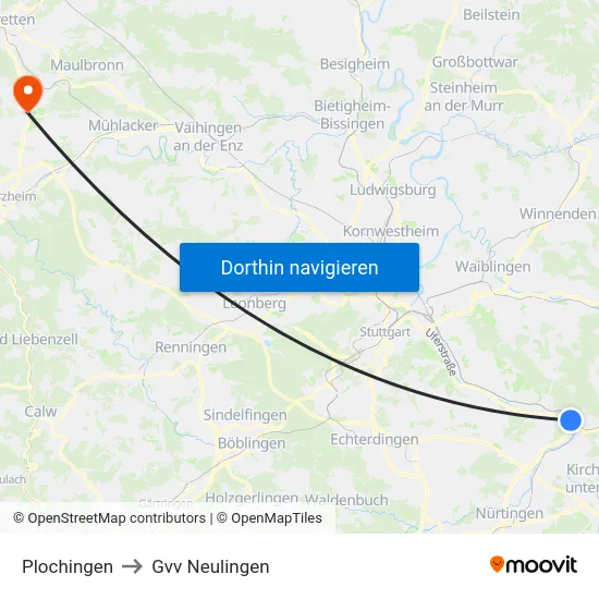 Plochingen to Gvv Neulingen map