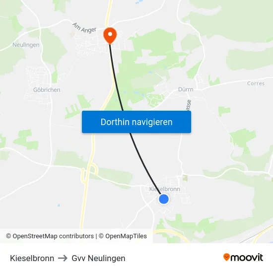 Kieselbronn to Gvv Neulingen map