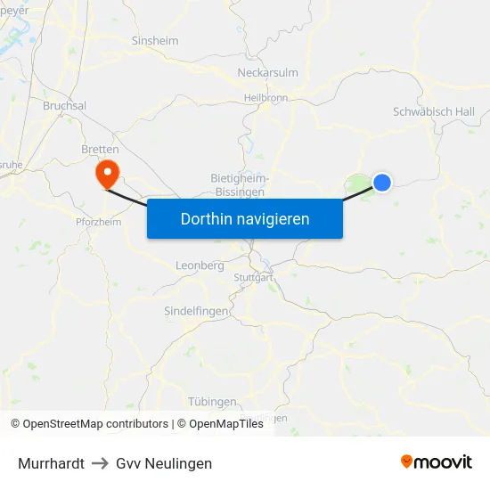 Murrhardt to Gvv Neulingen map