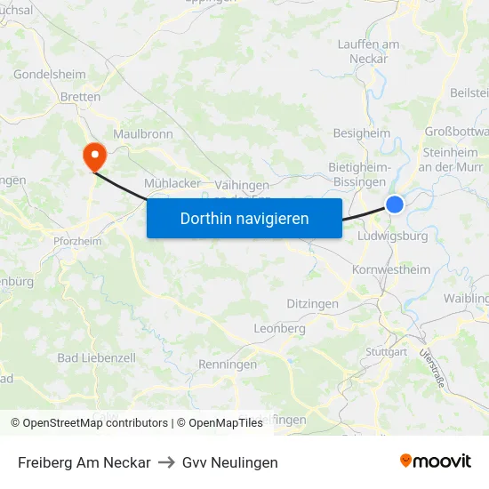 Freiberg Am Neckar to Gvv Neulingen map