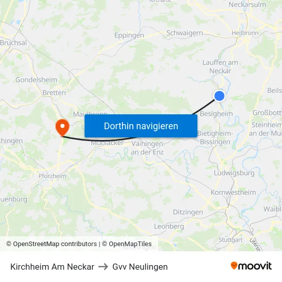 Kirchheim Am Neckar to Gvv Neulingen map