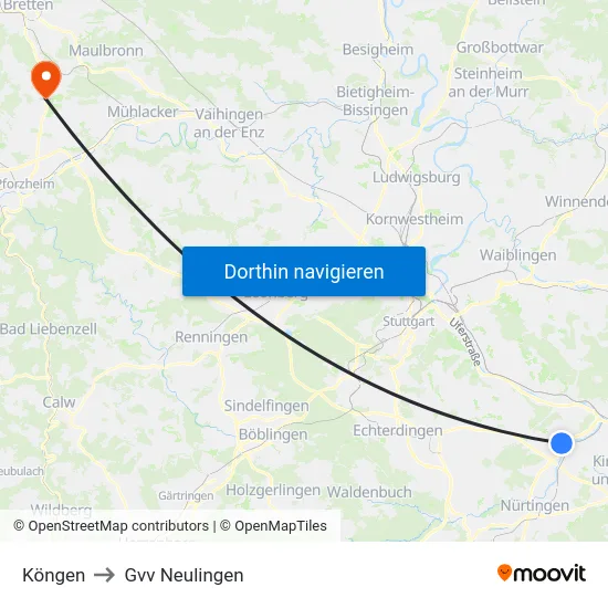 Köngen to Gvv Neulingen map