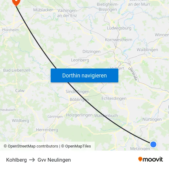 Kohlberg to Gvv Neulingen map