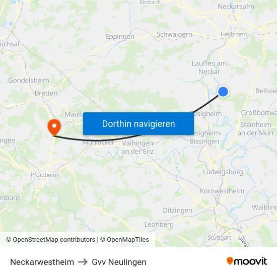 Neckarwestheim to Gvv Neulingen map