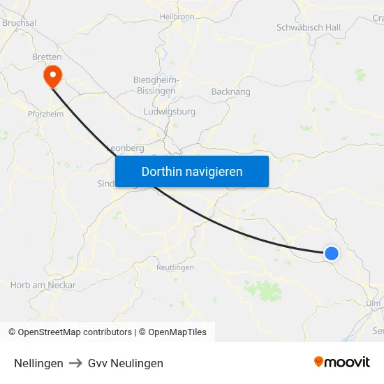 Nellingen to Gvv Neulingen map
