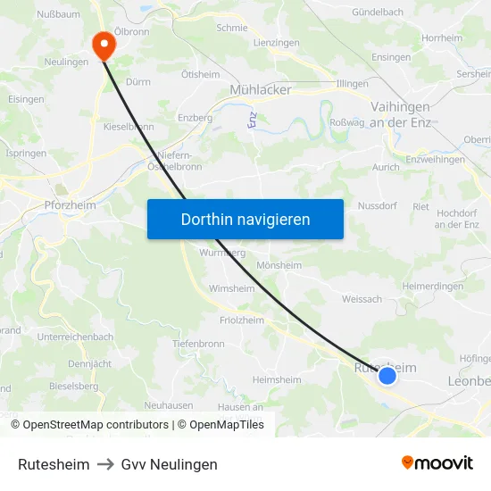 Rutesheim to Gvv Neulingen map