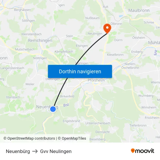 Neuenbürg to Gvv Neulingen map
