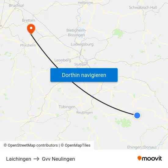 Laichingen to Gvv Neulingen map