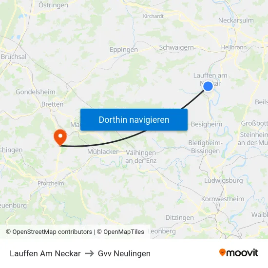 Lauffen Am Neckar to Gvv Neulingen map