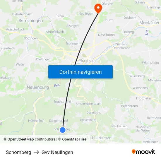 Schömberg to Gvv Neulingen map