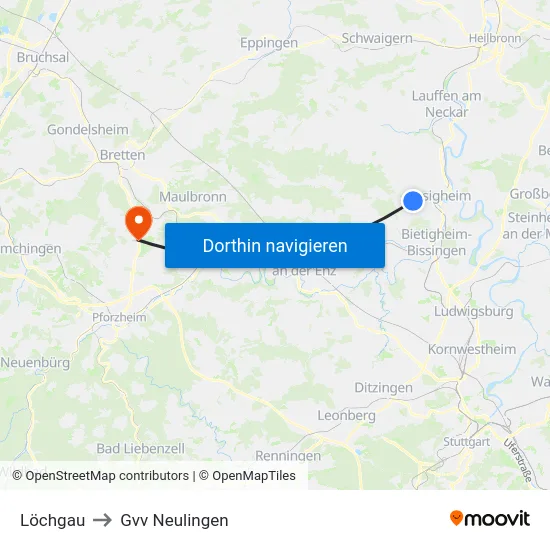 Löchgau to Gvv Neulingen map