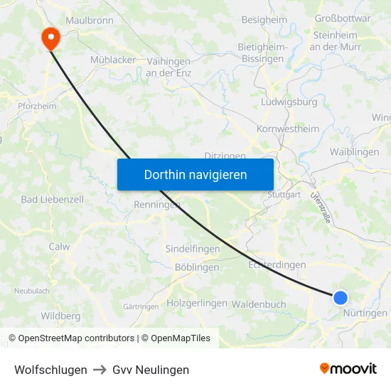 Wolfschlugen to Gvv Neulingen map