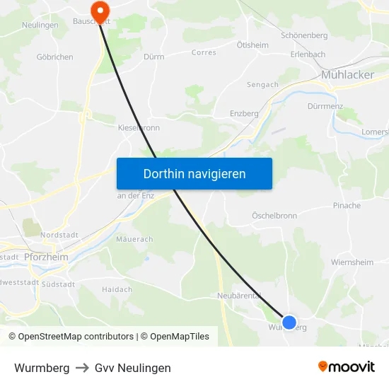 Wurmberg to Gvv Neulingen map