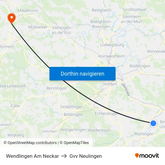 Wendlingen Am Neckar to Gvv Neulingen map