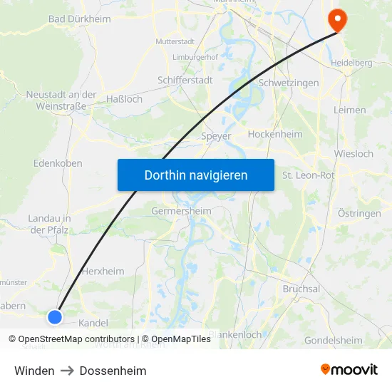 Winden to Dossenheim map