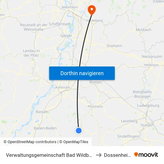 Verwaltungsgemeinschaft Bad Wildbad to Dossenheim map