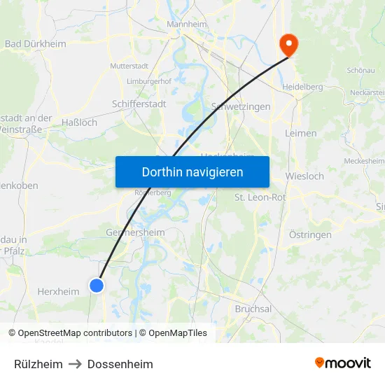 Rülzheim to Dossenheim map