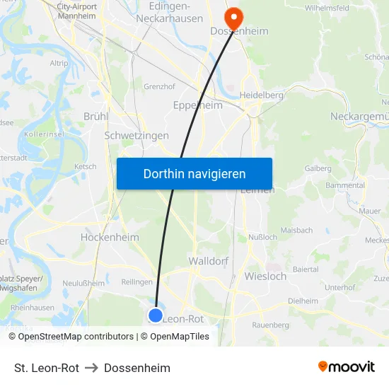 St. Leon-Rot to Dossenheim map