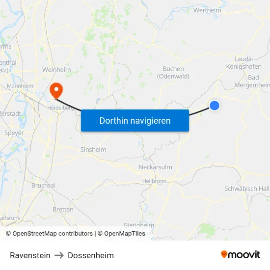 Ravenstein to Dossenheim map
