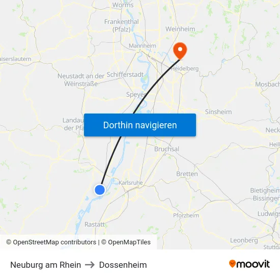 Neuburg am Rhein to Dossenheim map