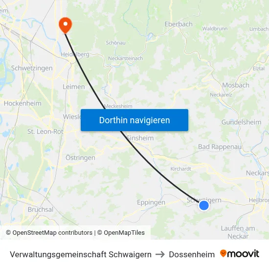 Verwaltungsgemeinschaft Schwaigern to Dossenheim map