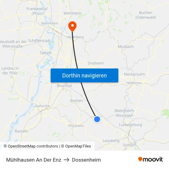 Mühlhausen An Der Enz to Dossenheim map