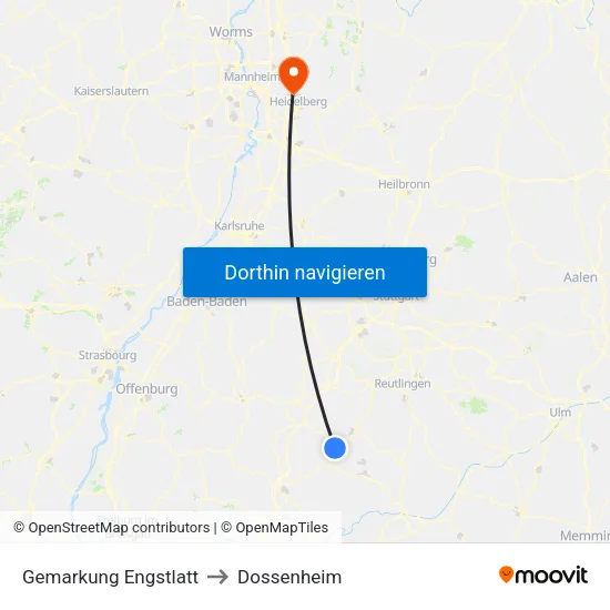 Gemarkung Engstlatt to Dossenheim map