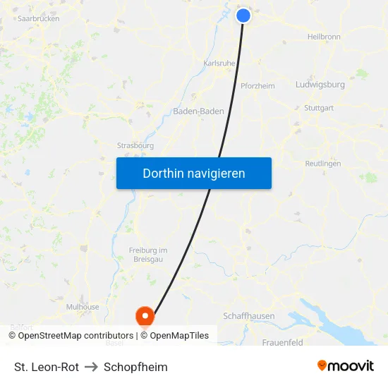 St. Leon-Rot to Schopfheim map