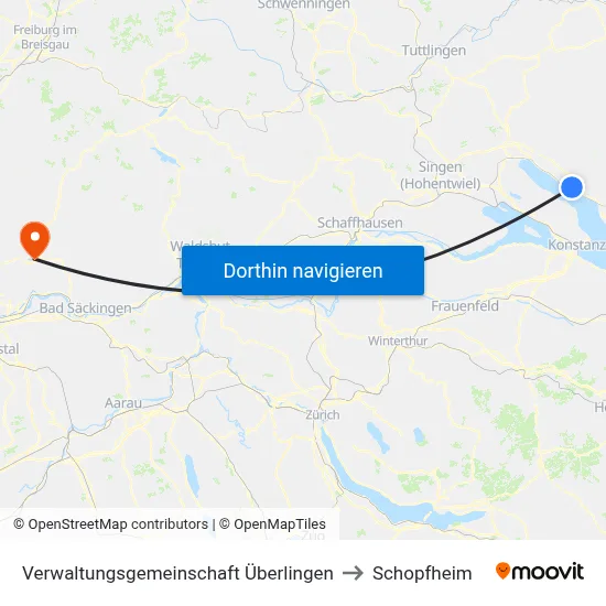 Verwaltungsgemeinschaft Überlingen to Schopfheim map