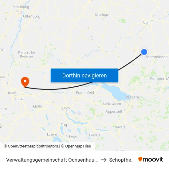 Verwaltungsgemeinschaft Ochsenhausen to Schopfheim map