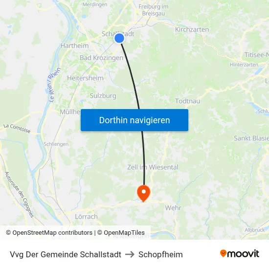Vvg Der Gemeinde Schallstadt to Schopfheim map