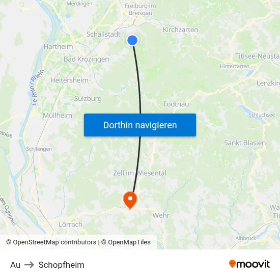 Au to Schopfheim map