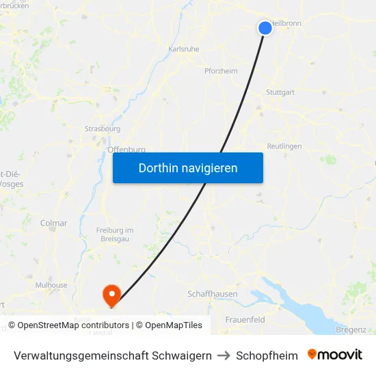 Verwaltungsgemeinschaft Schwaigern to Schopfheim map