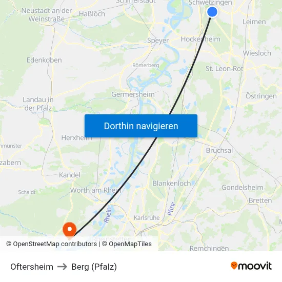 Oftersheim to Berg (Pfalz) map