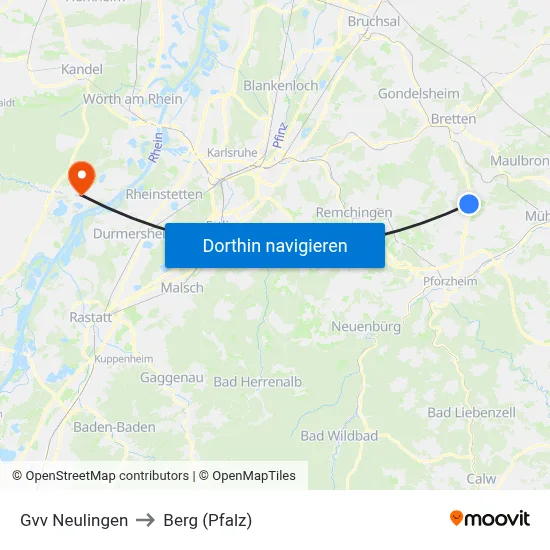 Gvv Neulingen to Berg (Pfalz) map